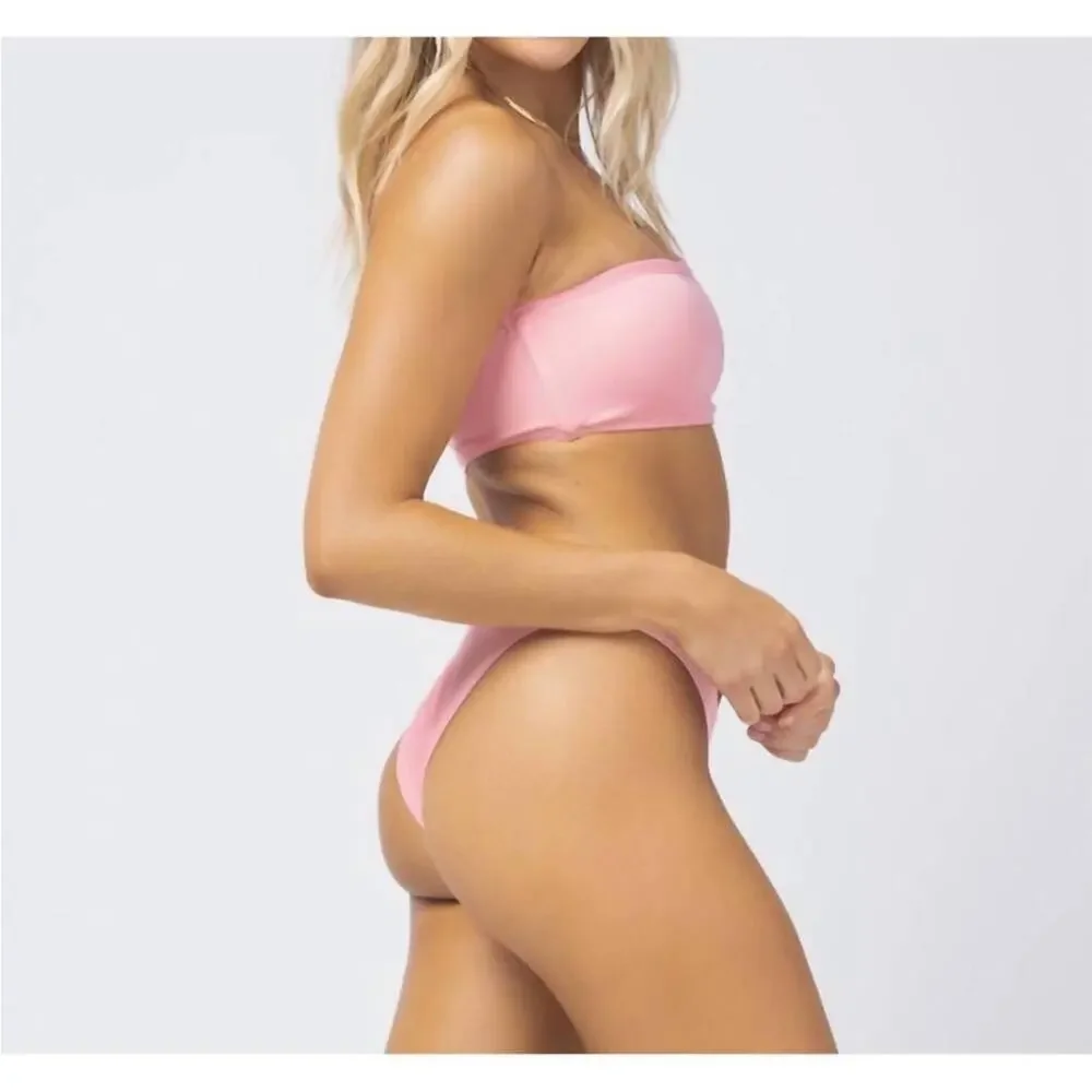 L*Space Bikini Swimsuit Set Axel Top Foley Bottom in Crystal Pink Large NWT